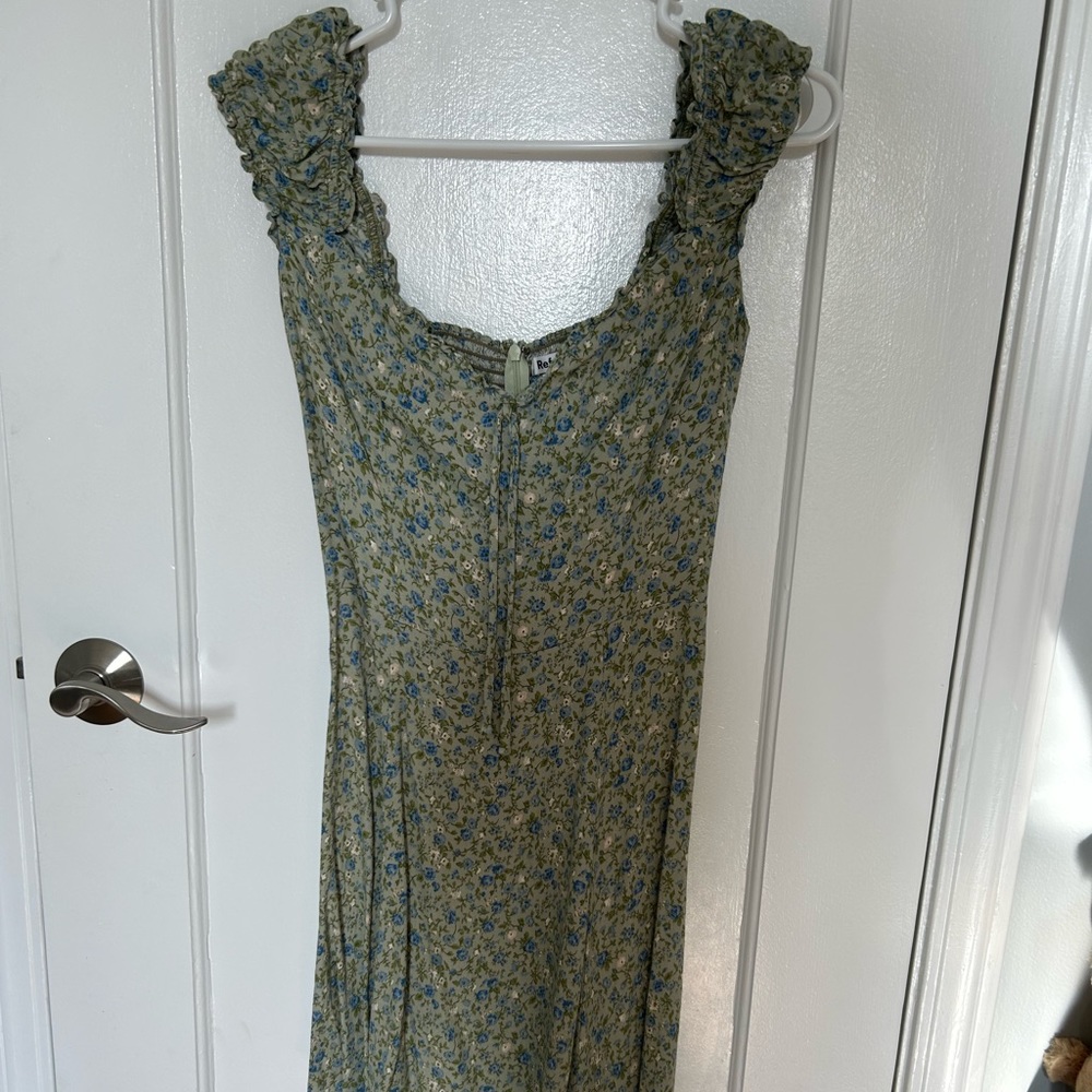 Reformation Green Floral Dress